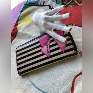Harrods Striped Wallet with Pink Bow